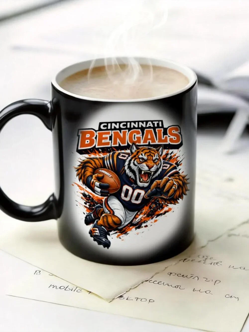 Cincinnati Bengals Matte Heat Changing Mug NFL Fan Cup 11oz